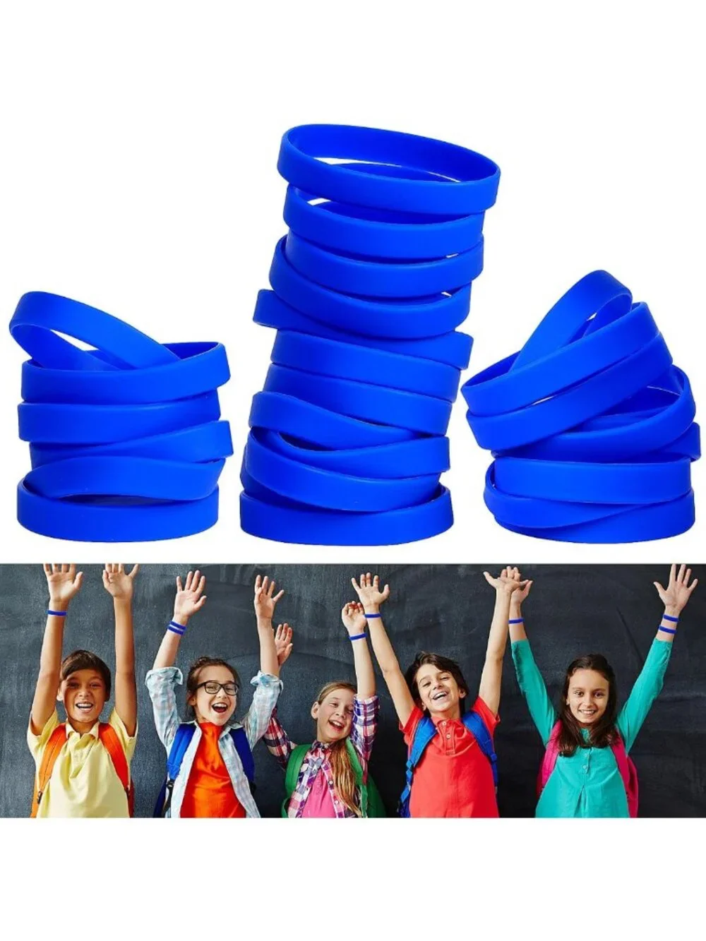 100PCS Kids Silicone Wristbands - Blank Elastic Bracelets for Parties
